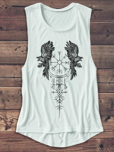 Unisex Mystical Viking Totem Abstract Print Design Vest