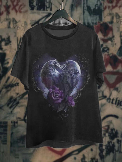 Unisex Love Raven Printed Casual T-Shirt