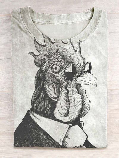 Unisex Mr. Chicken Printed Casual Short Sleeve T-Shirt