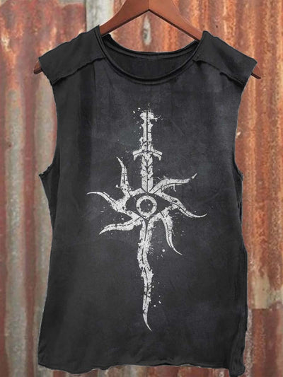 Unisex Dark Totem Print Casual Tank Top