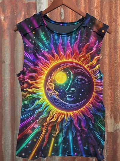 Unisex Star Moon Printed Casual Tank Top