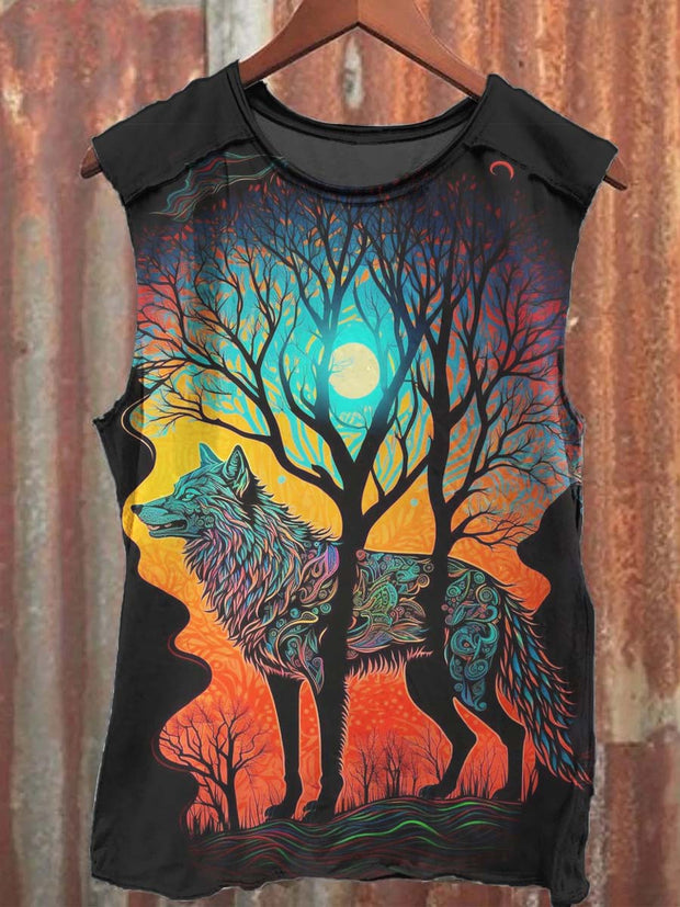 Unisex Colorful Timberwolf Print Casual Tank Top