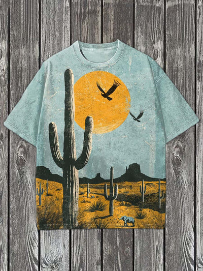 Cactus Print Casual Cotton Short Sleeve T-Shirt