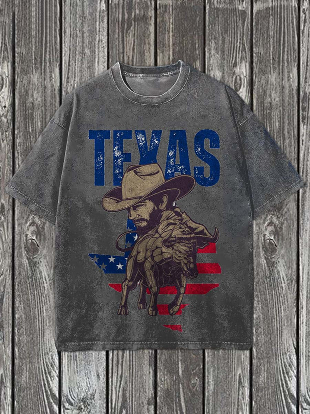 Western Cowboy Printed Casual Cotton Short Sleeve T-Shirt