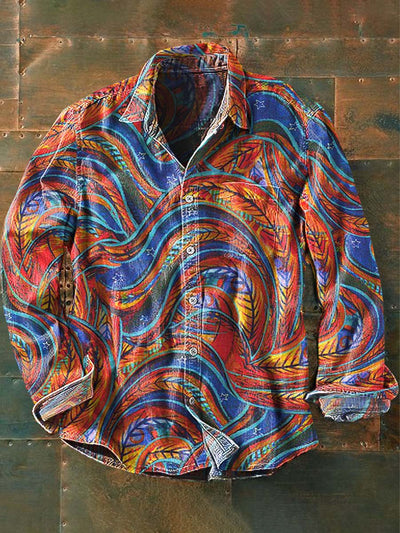 Men's Abstract Print Casual Long Sleeve Shirt