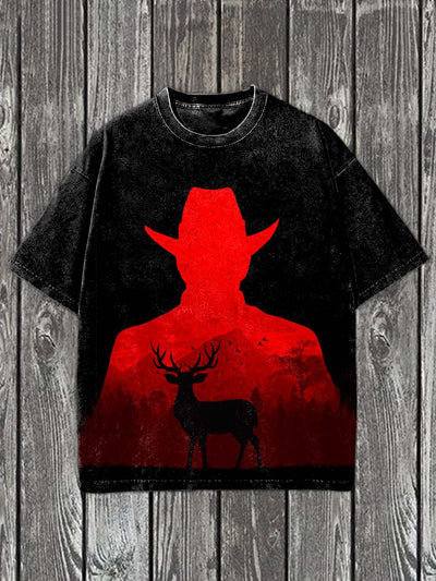 Western Cowboy Printed Casual Cotton T-Shirt