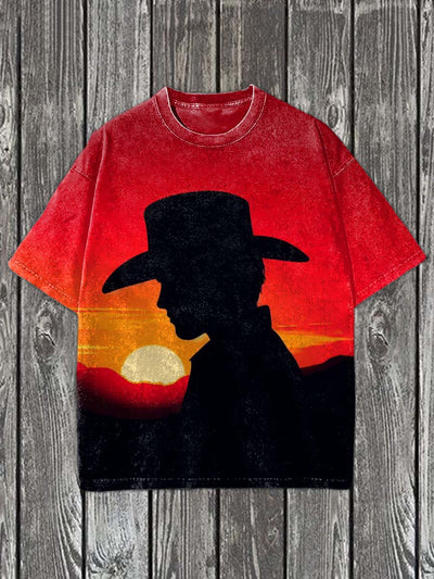 Western Cowboy Printed Casual Cotton T-Shirt