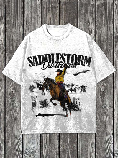Western Cowboy Printed Casual Cotton T-Shirt