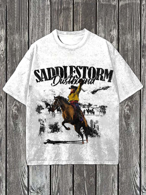 Western Cowboy Printed Casual Cotton T-Shirt