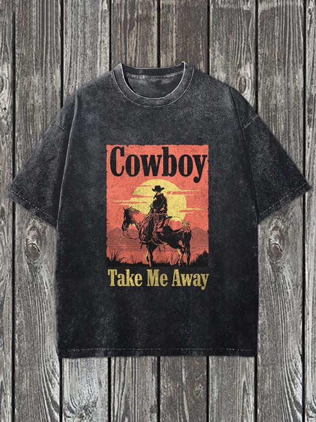 Western Cowboy Printed Casual Cotton T-Shirt