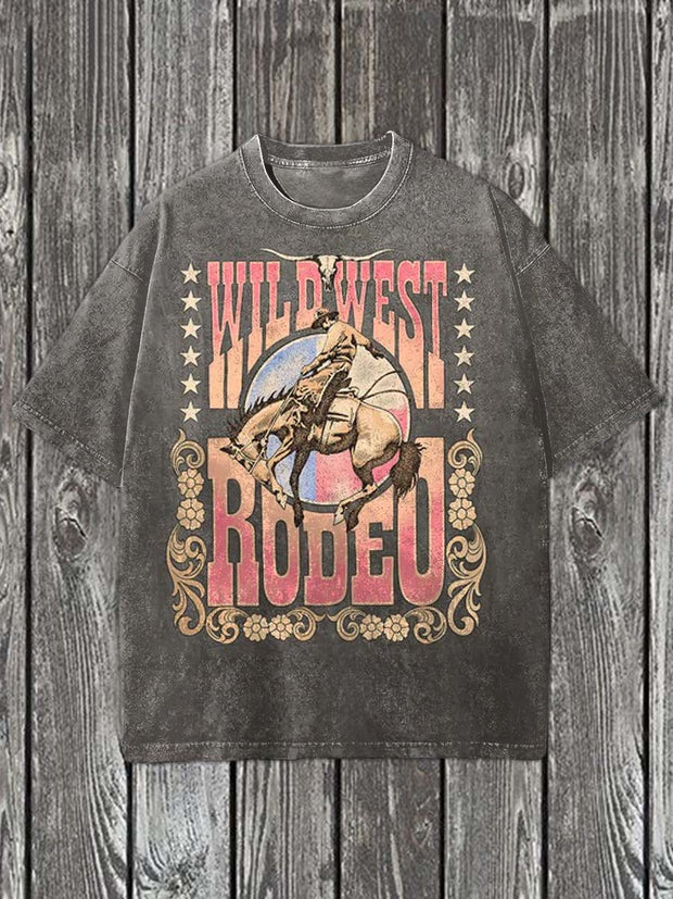 Western Cowboy Printed Casual Cotton T-Shirt