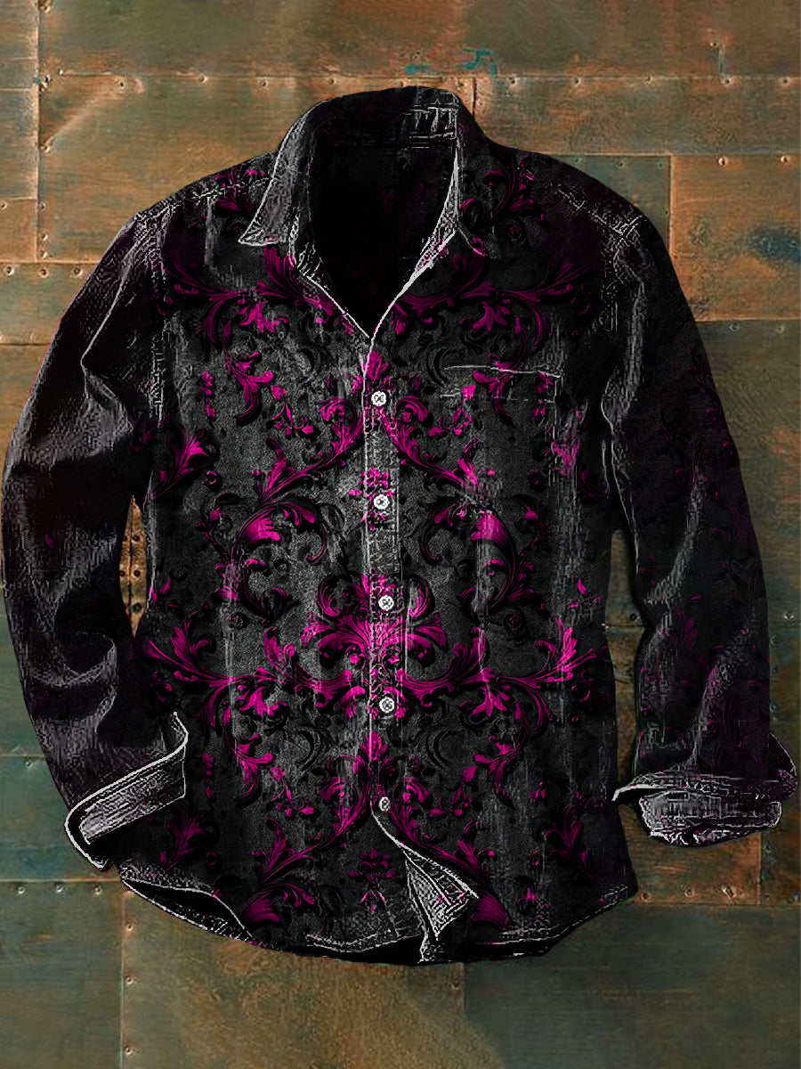 Unisex Men's Retro Graphic Print Casual Long Sleeve Shirt