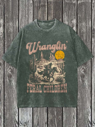 Western Cowboy Printed Casual Cotton T-Shirt