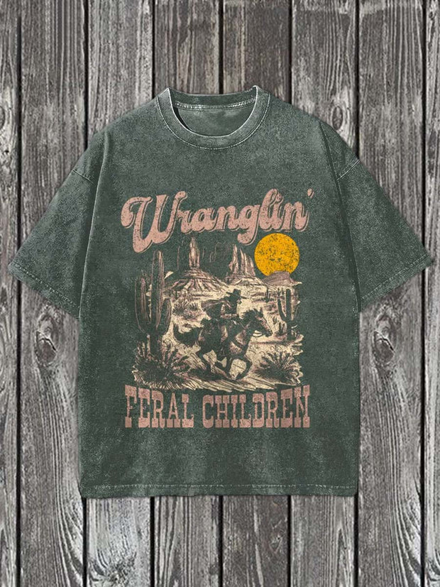 Western Cowboy Printed Casual Cotton T-Shirt