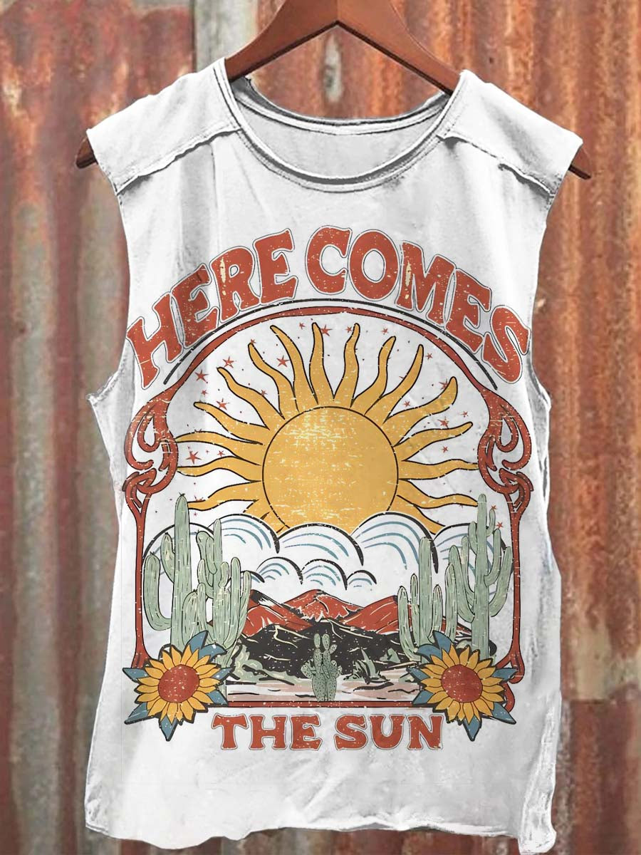 Western Print Casual Tank Top
