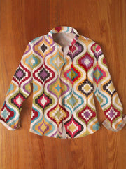 Men's Vintage Western Pattern Print Casual Long Sleeve Lapel Shirt