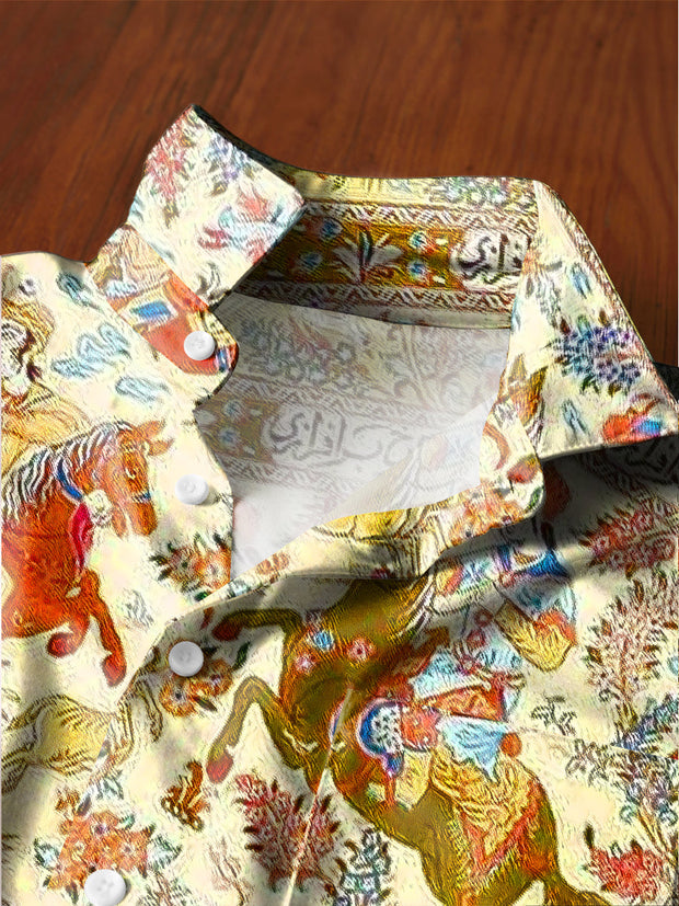 Men's ice cream Cotton Summer Casual Beach Shirt Short Sleeve