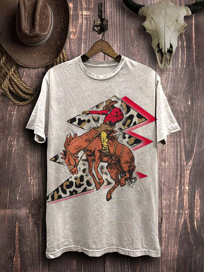 Rodeo Western Cowboy Printed Casual Cotton T-Shirt