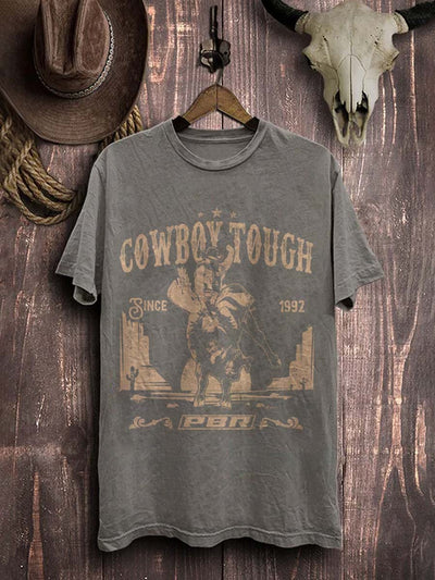 Western Rodeo Printed Casual Cotton T-Shirt