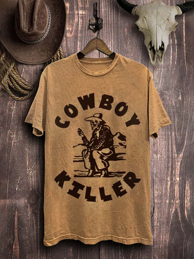 Western Cowboy Printed Casual Cotton T-Shirt