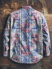 Men's Western Style Printed Casual Lapel Long Sleeve Shirt
