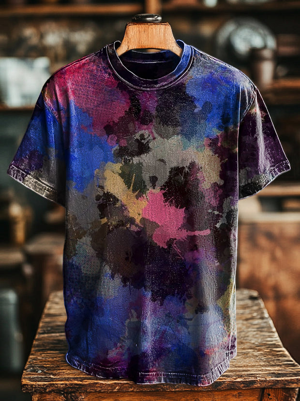Unisex Vintage Multicolor Camouflage Abstract Print Casual Short Sleeve T-Shirt