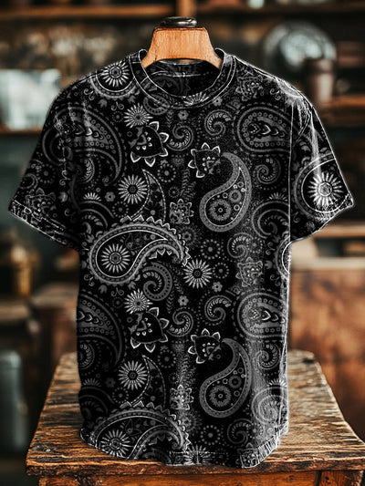 Men's Vintage Paisley Print Casual Short Sleeve T-Shirt
