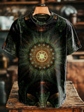 Unisex Vintage Mystic Mandala Print Casual Loose Short Sleeve T-Shirt