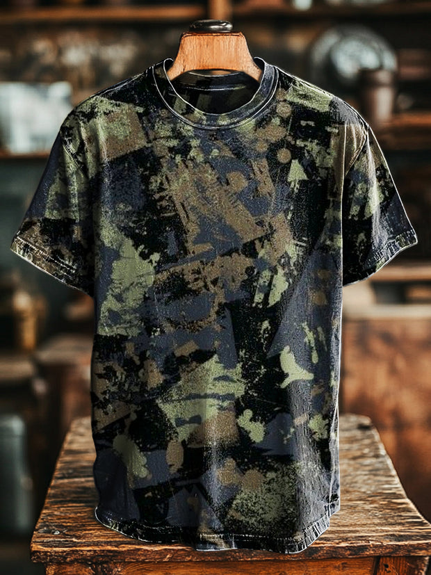 Unisex Retro Abstract Graffiti Print Casual Loose Short Sleeve T-Shirt
