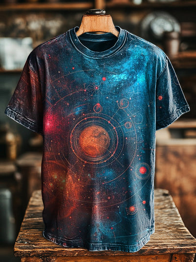 Unisex Retro Mysterious Star Print Casual Loose Short Sleeve T-Shirt