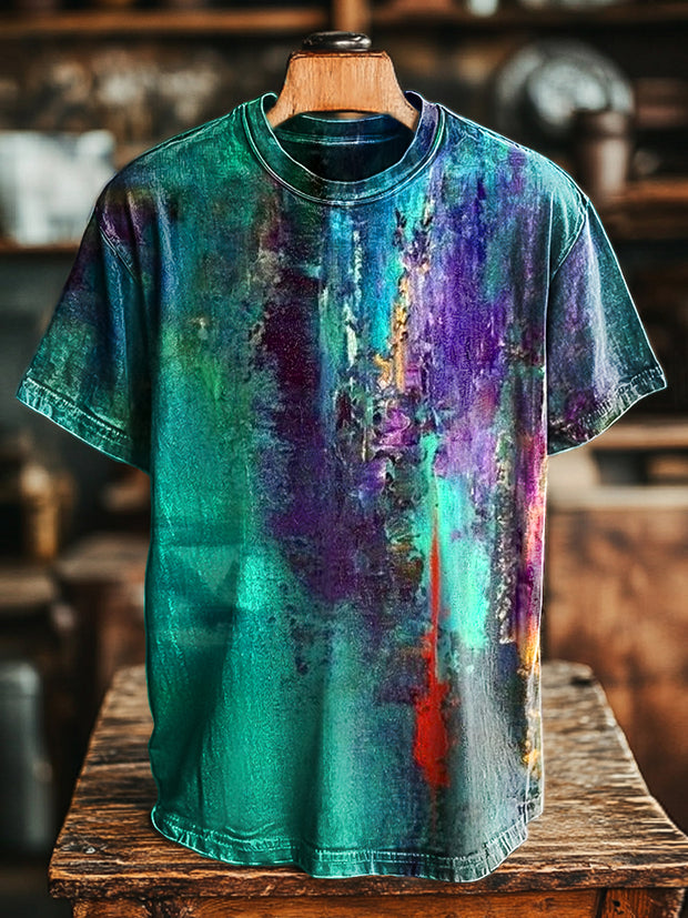 Unisex Vintage Abstract Ink Art Print Casual Loose T-Shirt