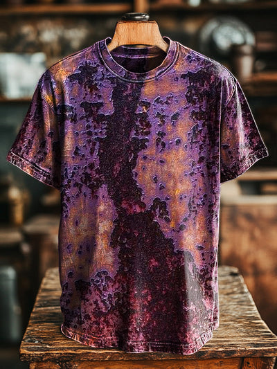 Unisex Vintage Abstract Rust Print Casual Loose T-Shirt