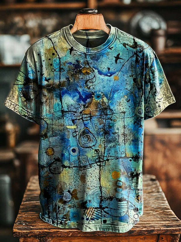 Unisex Vintage Abstract Graffiti Print Casual Loose T-Shirt