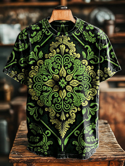 Unisex Vintage Geometric Totem Art Print Casual Loose T-Shirt