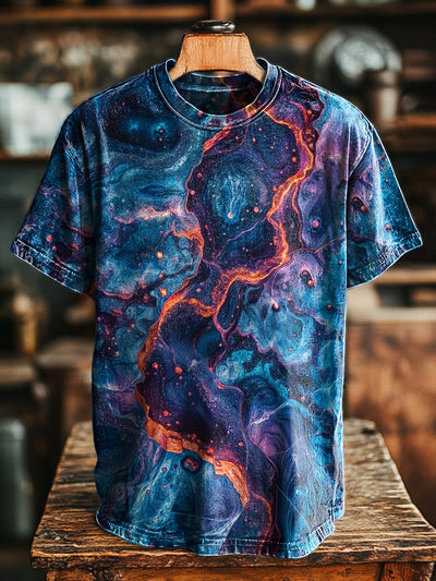 Unisex Vintage Abstract Texture Art Print Casual Loose T-Shirt