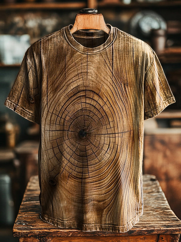 Unisex Vintage Abstract Line Tree Art Print Casual Loose T-Shirt