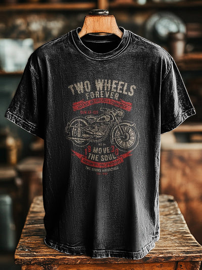 Unisex Vintage Biker Slogan Printed Casual Loose T-Shirt