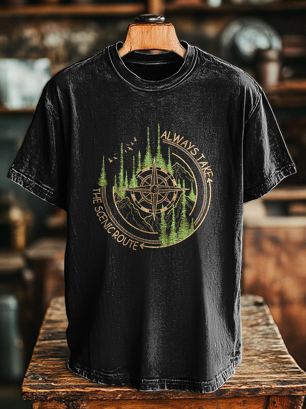 Unisex Vintage Camping Travel Graphic Printed Casual Loose T-Shirt