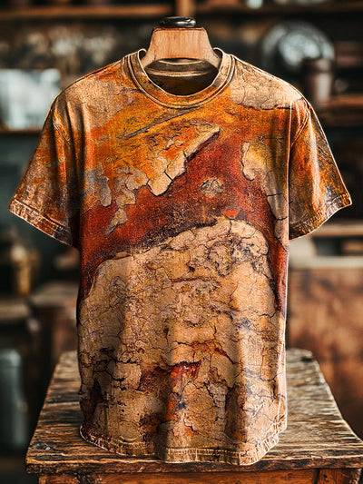 Unisex Vintage Nostalgia 3D Crackle Print Casual Loose T-Shirt