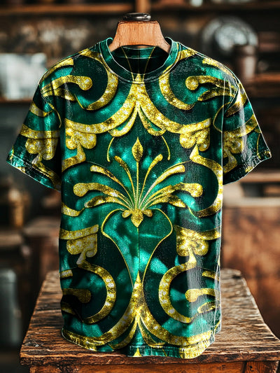 Unisex Vintage Symmetrical Totem Print Casual Loose T-Shirt