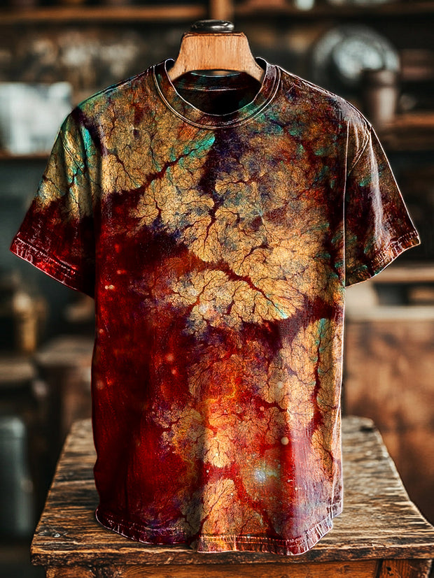 Unisex Vintage 3D Crackle Print Casual Loose T-Shirt