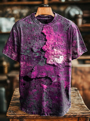 Unisex Retro Aged Rust Printed Casual Loose Short Sleeve T-Shirt