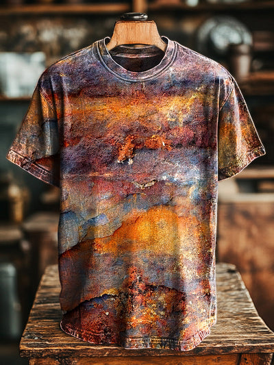 Unisex Vintage Abstract Art Print Casual Loose T-Shirt