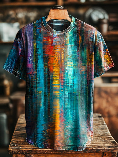 Unisex Vintage Abstract Color Art Print Casual Loose T-Shirt