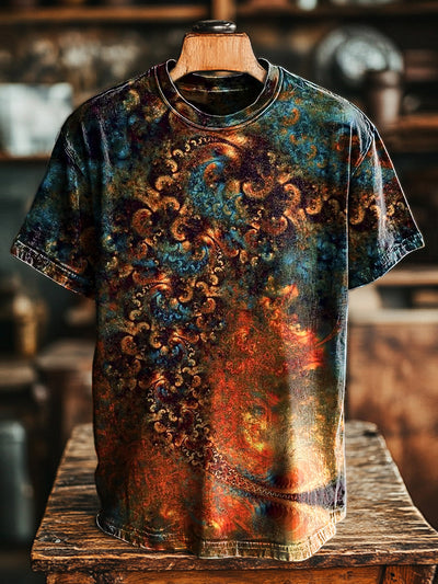 Unisex Vintage Abstract Psychedelic Print Casual Loose T-Shirt