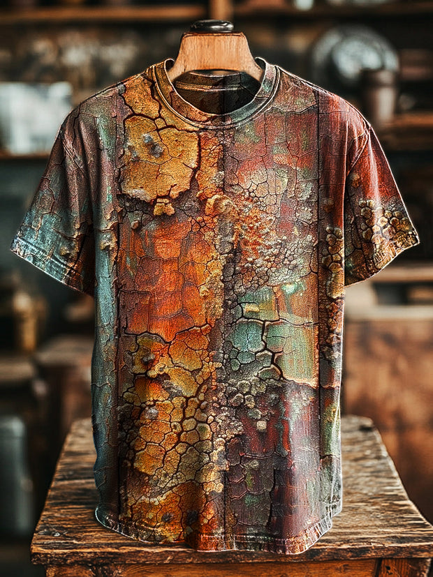 Unisex Cracked Aged Printed Casual Loose T-Shirt