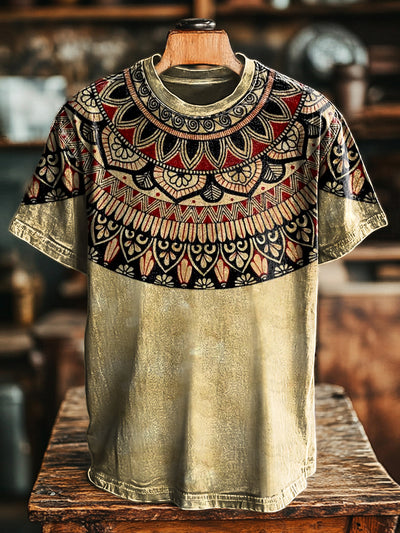 Unisex Vintage Ethnic Style Mandala Printed Casual Loose T-Shirt
