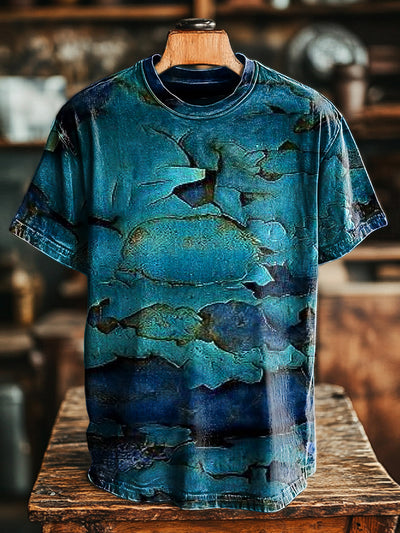 Unisex Cracked Mottled Old Printed Casual Loose T-Shirt