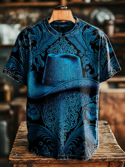 Unisex Retro 3D Hat Pattern Printed Casual Loose T-shirt