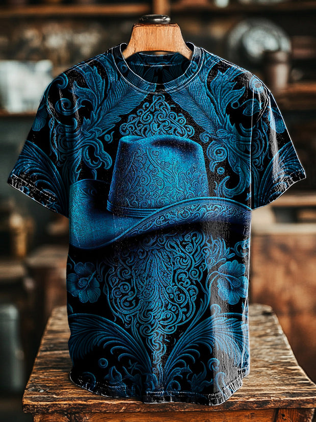 Unisex Retro 3D Hat Pattern Printed Casual Loose T-shirt